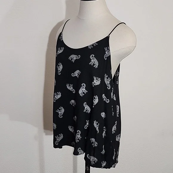 No Boundaries Top Elephants Spaghatti Strap Black Plus Size XXL - Picture 6 of 11